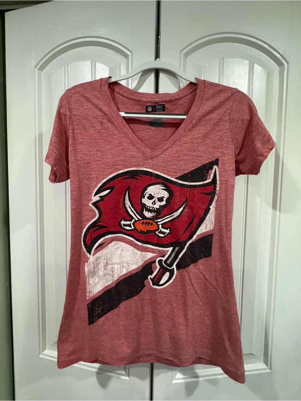 Kids Red Graphic V-Neck Team Shirt - NFL Buccaneers Style